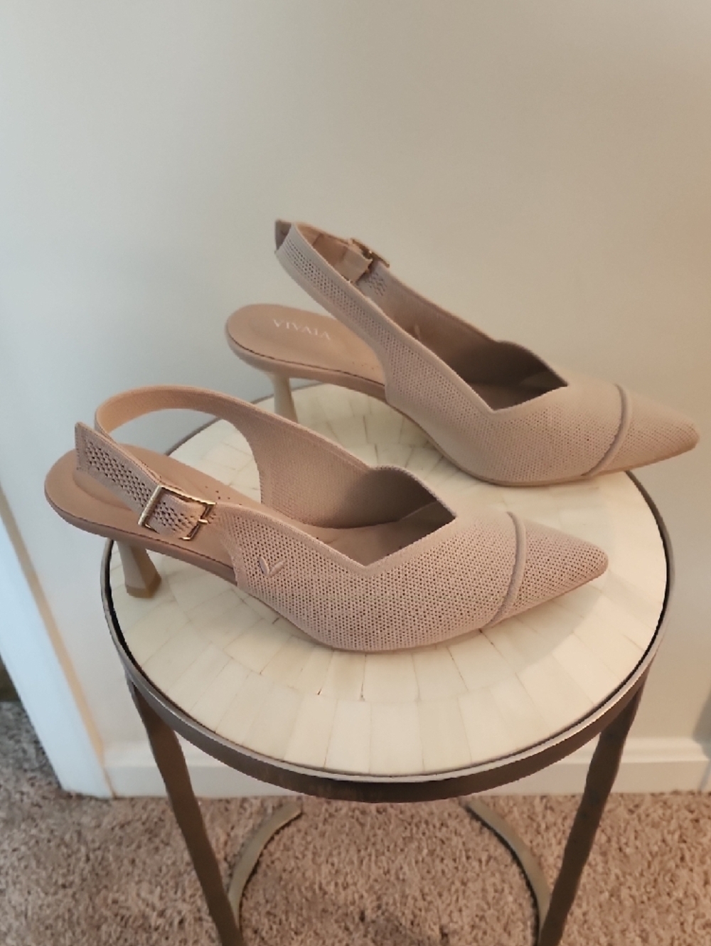 Vivaia Nude Pointed-Toe Slingback Heels - Picture 4 of 7